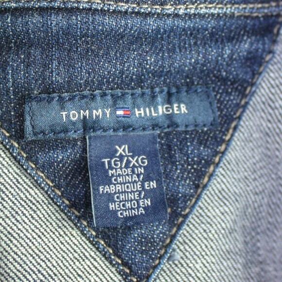 Tommy Hilfiger Embellished Distressed Denim Jacket Crochet Lace Y2K XL - Picture 4 of 4